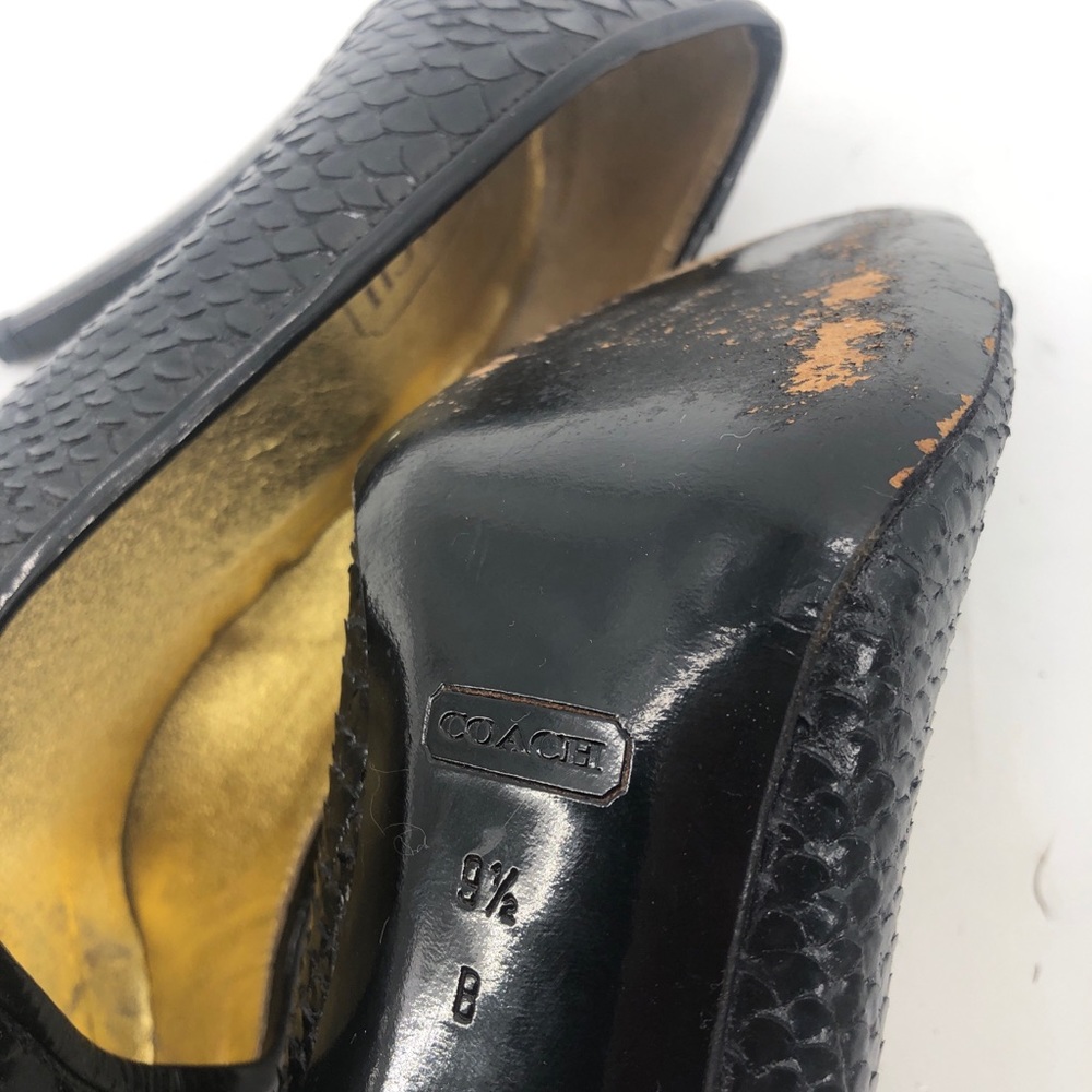 Vintage Coach Black Snakeskin Heels Made In Italy - Picture 7 of 8